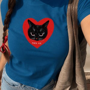 Black Cat Heart Graphic Tee, Grumpy Kitty Alternative Fashion Top