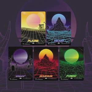 Carte JCC personnalisée Secret Lair Basic Lands - Proxy, pochette prête !