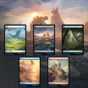 Custom TCG Card GodZilla Basic Lands - Proxy, Sleeve Ready!
