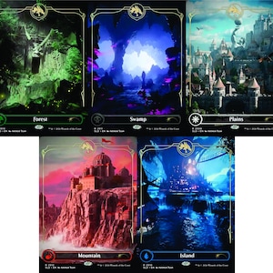 Custom TCG Card Secret Lair Basic Lands - Proxy, Sleeve Ready!