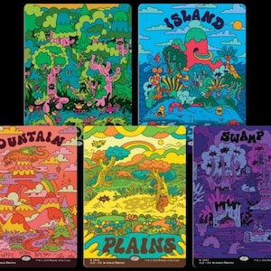 Custom TCG Card Flower Power Basic Lands - Proxy, Sleeve Ready!