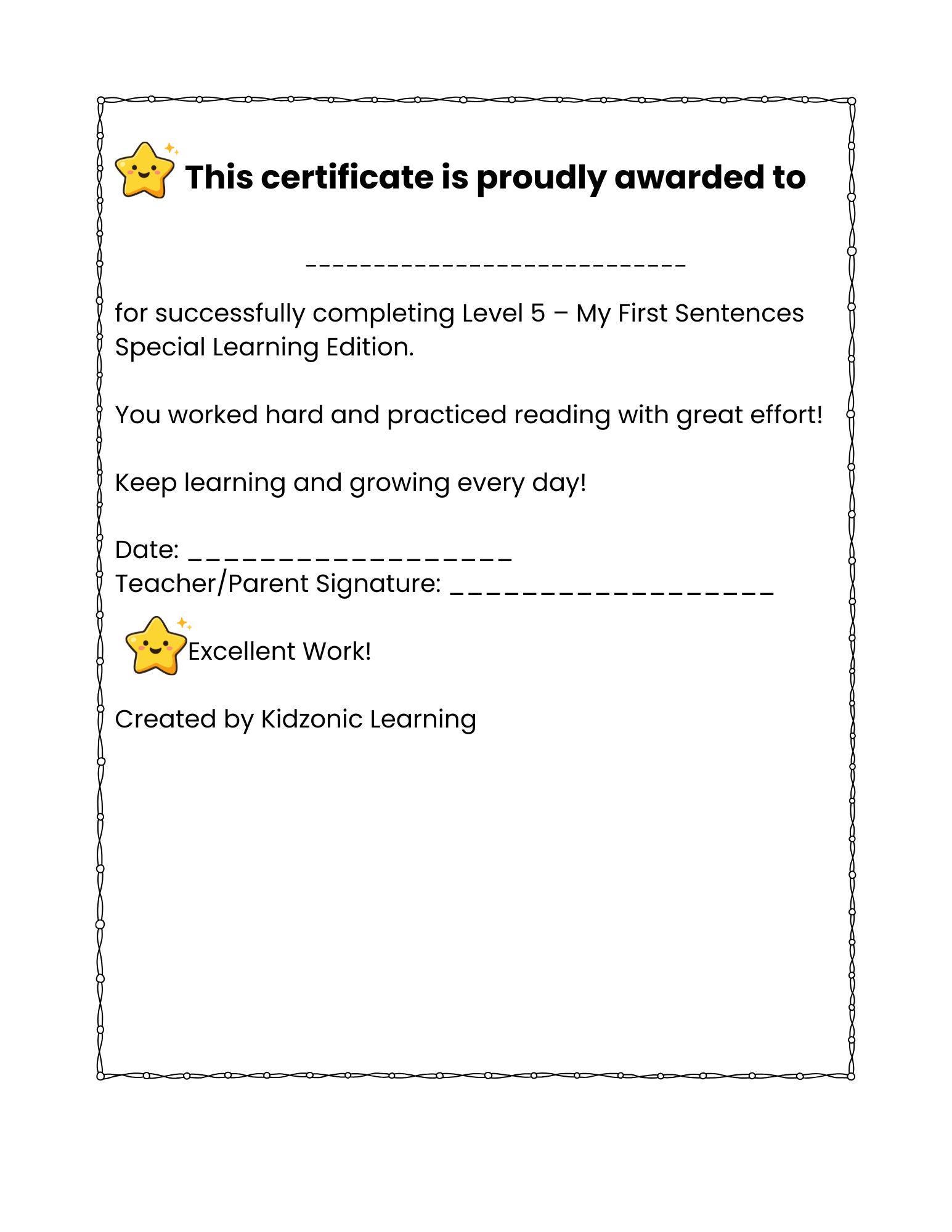 Level 5 Reading Comprehension Workbook | My First Sentences Special ...