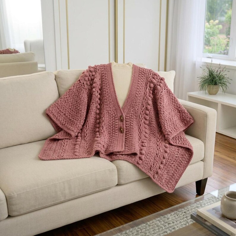 Aran Toggle Wrap Crochet Pattern PDF, Textured Shawl Pattern, Button ...