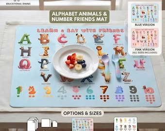 Mnemonic Animal Alphabet Numbers Placemat | Educational Kids Learning (Digital Download)
