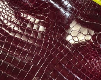 Hele krokodillenhuid | Espressobruine glanzende huid | Volledig gebleekt gebruind | voor vakmanschap of fabrikant: