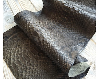 Piel de pitón real / Piel de serpiente marrón moca sin blanquear / Piel entera, ¡no por metro!
