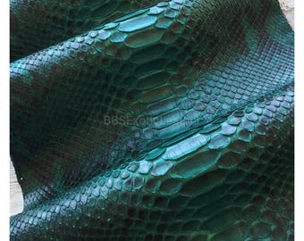 Real Python Hide | Emerald Teal Snakeskin Unbleached | Whole Skin not per Meter!