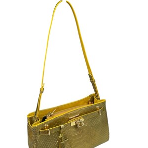 Bolso bandolera de piel de pitón amarilla: bolso de piel de pitón hecho a mano / bolso de mano de piel exótica auténtica imagen 7