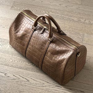Brun Alligator Duffel Bag: Handgjorda resväskor i alligatorskinn | Handväskor i äkta exotiskt läder