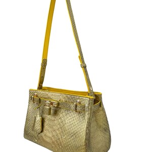Bolso bandolera de piel de pitón amarilla: bolso de piel de pitón hecho a mano / bolso de mano de piel exótica auténtica imagen 4