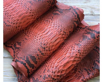 Real Python Hide | Crimson Red Snakeskin Unbleached | Whole Skin not per Meter!
