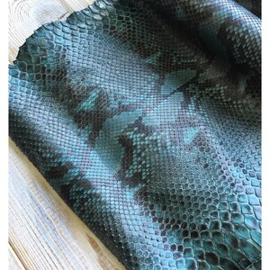 Véritable peau de python | écru peau de serpent émeraude minuit | Peau entière non par mètre ! image 3