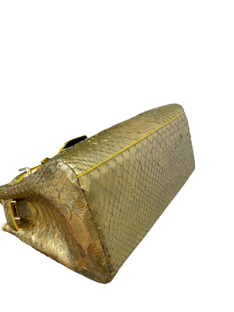 Bolso bandolera de piel de pitón amarilla: bolso de piel de pitón hecho a mano / bolso de mano de piel exótica auténtica imagen 6