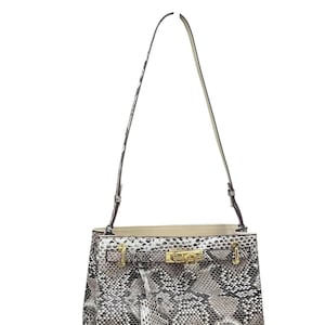 Bolsa tiracolo em couro de píton natural: Bolsa artesanal em pele de píton | Bolsas em couro exótico genuíno