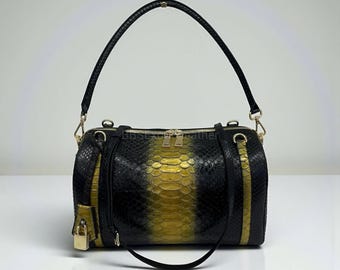 Brown Python Shoulder Bag : Handmade Python Skin Purse | Genuine Exotic Leather Handbags