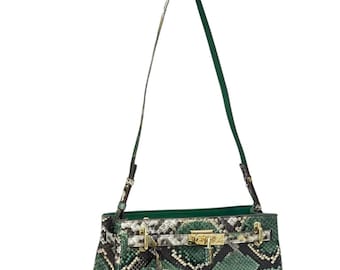 Green Python Sling Bag : Handmade Python Skin Purse | Genuine Exotic Leather Handbags
