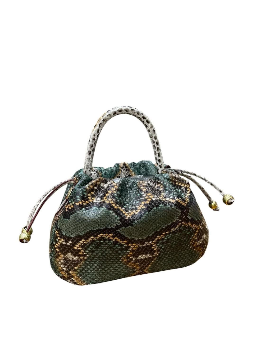 Green Python Top Handle Bag : Handmade Python Skin Purse | Genuine ...