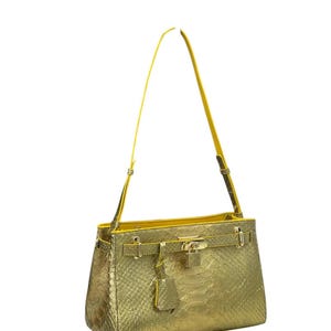 Yellow Python Sling Bag : Handmade Python Skin Purse | Genuine Exotic Leather Handbags