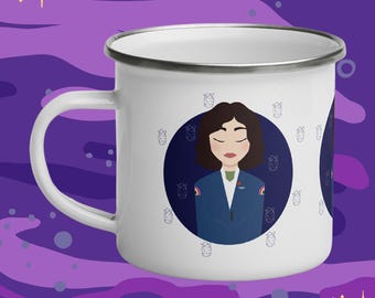Space Final Girl enamel camping mug | Alien Eggs