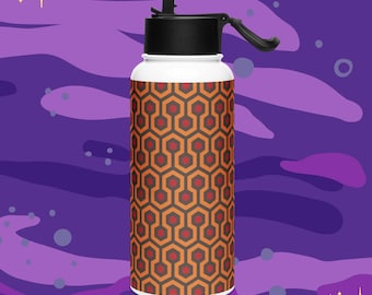 Hexagonal 'horror carpet' Stainless Steel Water Bottle | Overlooked 1980s Design