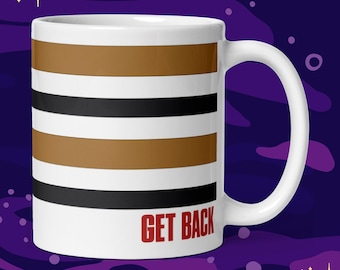 Striped 'Get Back' Ceramic Mug | 1970s Vintage Style Coffee Cup