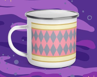 Pink & Blue Diamond Cloak Enamel Camping Mug | Kawaii Studio Gift