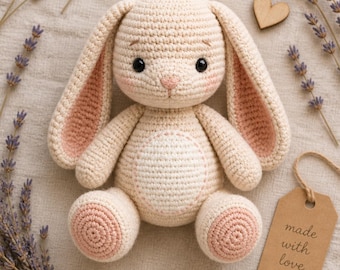 Conejito de peluche suave y tierno, conejito de peluche para abrazar, regalo de conejito de peluche, juguete de conejo, conejito de consuelo para recaudación de fondos, conejito hecho a mano, conejito para abrazar