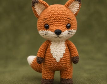 Juguete de zorro amigurumi, cachorro de zorro bebé de ganchillo hecho a mano, peluche adorable, decoración de zorro kawaii, oso zorro amigurumi, regalo para cachorro de zorro