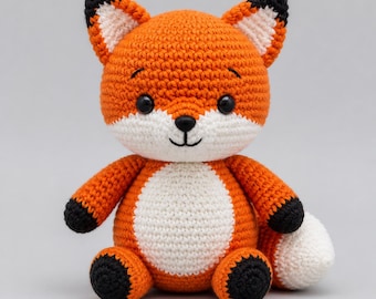 Zorro de peluche amigurumi suave, juguete de peluche de ganchillo, muñeco kawaii, compañero de mimos, idea de regalo festivo, manta acogedora hecha a mano, compañero.