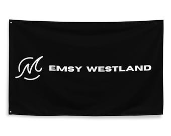 Emsy Westland Signature Logo Flag | Minimalist Official Flag | Music Studio Decoration and DJ Booth