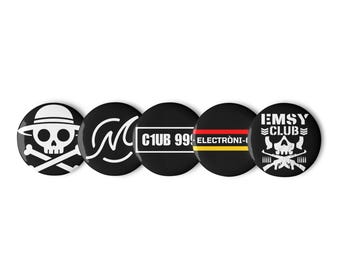 Emsy Westland Official Pin Pack | Set of 5 Emsy Westland Pins | Electronic-Cat and Emsy Club Pins | Catalan DJ Accessories