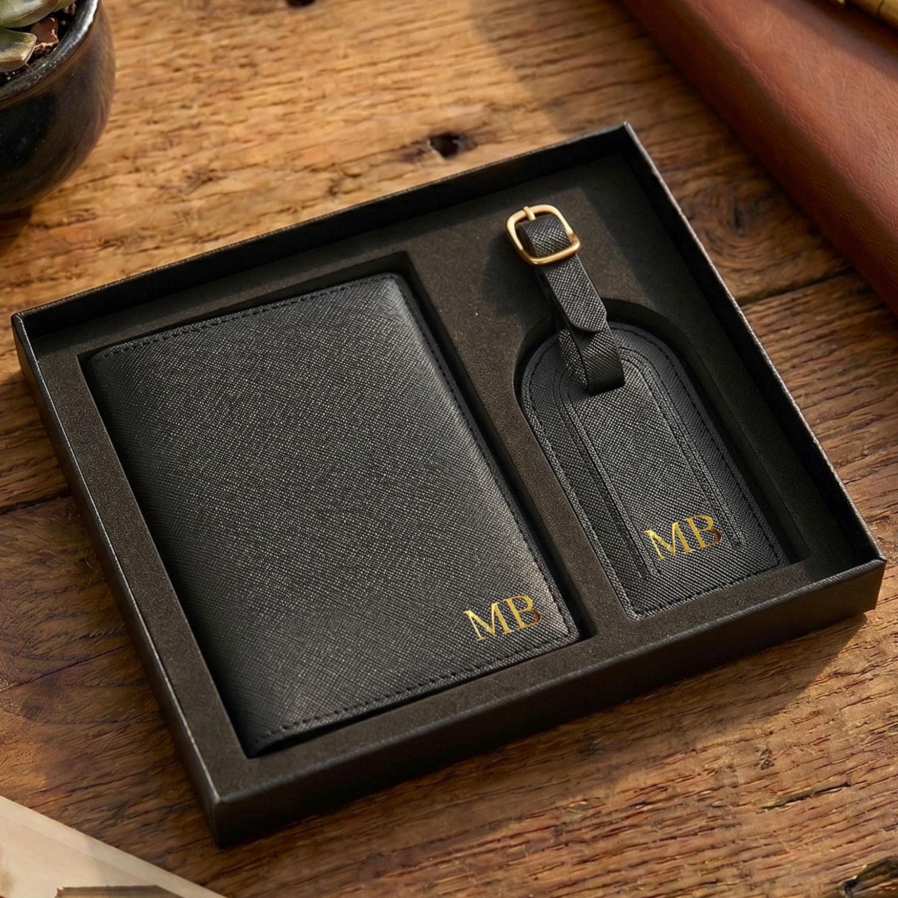 Personalized Passport Cover & Luggage Tag Set, Custom Travel Gift, Monogram Passport Holder, Faux Leather Travel Set, Bridesmaid Gift