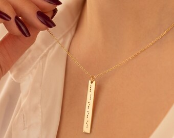 Personalized Morse Code Necklace | Custom Silver Morse Code Bar | Hidden Message Jewelry | Secret Name Necklace | Dainty Personalized Gift