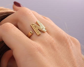 Anello con iniziale personalizzata / Anello con alfabeto delicato / Piccolo anello con iniziale in oro / Anello con iniziale personalizzato / Anello con sigillo con iniziale / Regalo con iniziale
