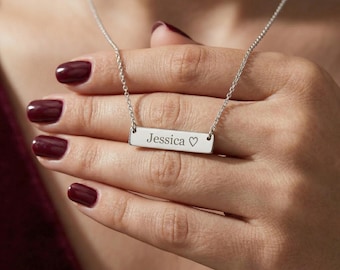 Collana con barra incisa su misura / Collana con coordinate / Collana con data in numeri romani / Collana con targhetta / Collana con barra personalizzata