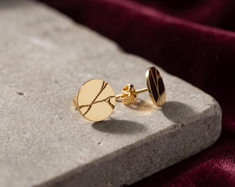 Sterling Silver Japanese Kintsugi Earrings | Minimalist Stud Earrings | Kintsugi Jewelry | Japanese Inspired Jewelry | Unique Everyday Gift