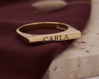 Anello con nome personalizzato / Anello con nome in corsivo delicato / Anello con lettera personalizzata / Anello sottile impilabile con nome / Gioielli con nome scritto a mano / Anello minimalista