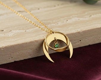 Collana portaanelli a mezzaluna / Collana portaanelli delicata / Ciondolo portaanelli di promessa / Collana lunare minimalista / Portaanelli delicato