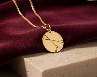 Collana con disco Kintsugi in argento sterling 925 / Gioielli meravigliosamente rotti / Kintsugi in oro crepato / Kintsugi giapponese / Kintsugi personalizzato