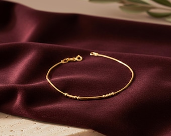 Braccialetto personalizzato con codice Morse in oro 14 carati / Delicati gioielli con codice Morse in argento sterling 925 / Braccialetto Morse personalizzato / Regalo con messaggio nascosto