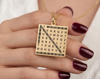 Collana con messaggio nascosto / Collana con nome personalizzato a enigma / Collana con ricerca di parole segrete / Ciondolo con nome segreto personalizzato / Idea regalo unica