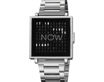 Wortuhr Uhr | Minimalistische NOW Uhr Enigma | Einzigartige Zeitanzeige | Geschenk Moment