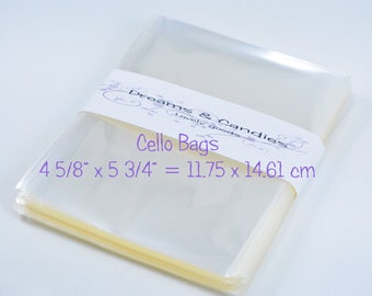 25 Clear Cello Bags 4 5/8x5 3/4" -Transparent No Adhesive Bags -Food Safe Packing -Cellophane Flat Top Open -Bakery Goods -Candy Buffet