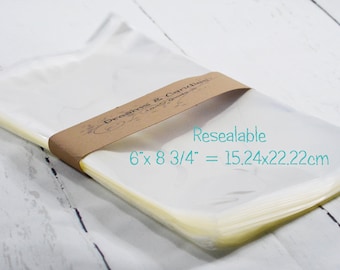 150 Resealable 6x8 3/4" Cello Bags -Transparent Merchandise Bags -Self Adhesive Candy Bags -Food Safe Packing -Thank you Favors