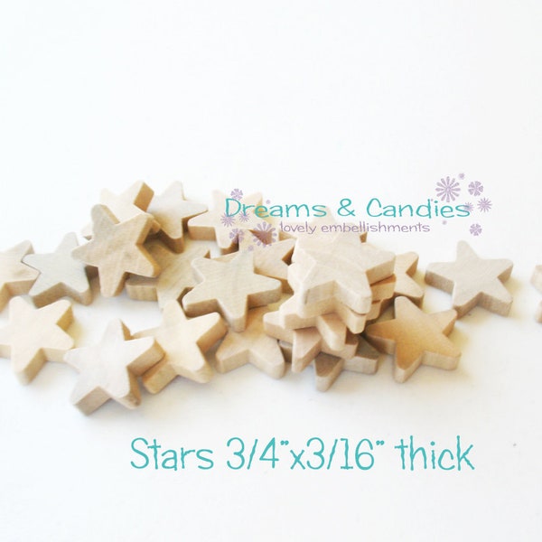 25 Miniature Wooden stars 3/4" -Unfinished wooden stars -Unfinished wooden small stars -Small Stars -Natrual Wood Stars -Mini stars