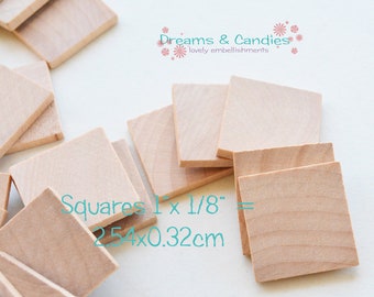 50 Unfinished Wooden Square 1" -Small Wooden Squares -Wooden Squares Supplies -Natural Wood Squares -Wood Squares Blanks