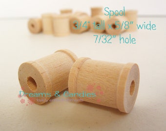 25 Miniature Wooden Spools 3/4x5/8" -Sewing Decorative -Wood Bobbin for Crafting -Natural Wooden Spools