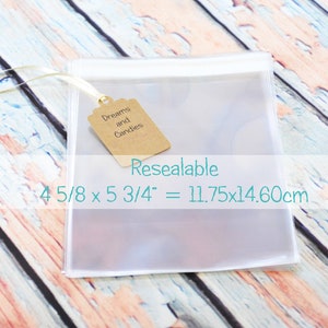200 Resealable Cello Bags 4 5/8x5 3/4” -Transparent Cellophane Bags -Food Safe Bags -Stickers Bags -Goodies Bags -Birthday Bags -Gift Favors