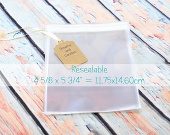 100 Resealable Clear Cello Bags 4 5/8x5 3/4" -Transparent Bags -Food Safe Packing -Plastic Cellophane Sleeves -Photo Envelopes -Gift Favors