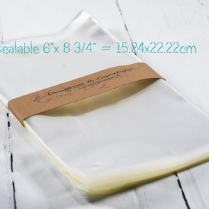 25 Resealable Cello Bags 6x8 3/4&quot; -Transparent Bags -Food Safe Packing -Plastic Cellophane Sleeves -Clear Photo Envelopes -Gift Favors
